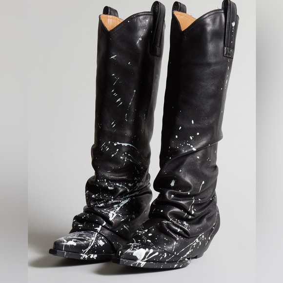 R13 Shoes - New R13 Paint Spatter Sleeve Western Boots Size 40